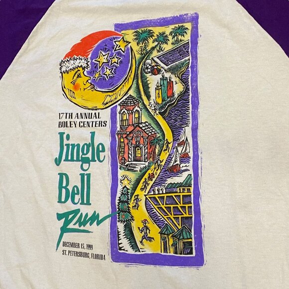 Vintage '99 Jingle Bell Run Raglan Soffe Tshirt Boley Center St Petersburg FL - Picture 4 of 10